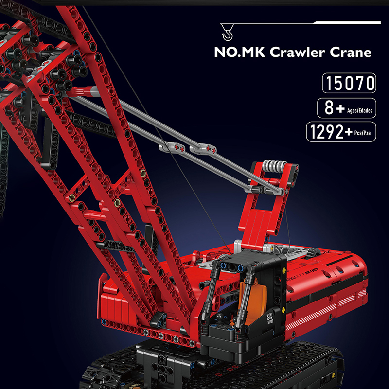 【With Motor】Mould King 15070 Red Crawler Crane Creator Expert Buliding Blocks 1292±pcs Bricks Toys Model Form China