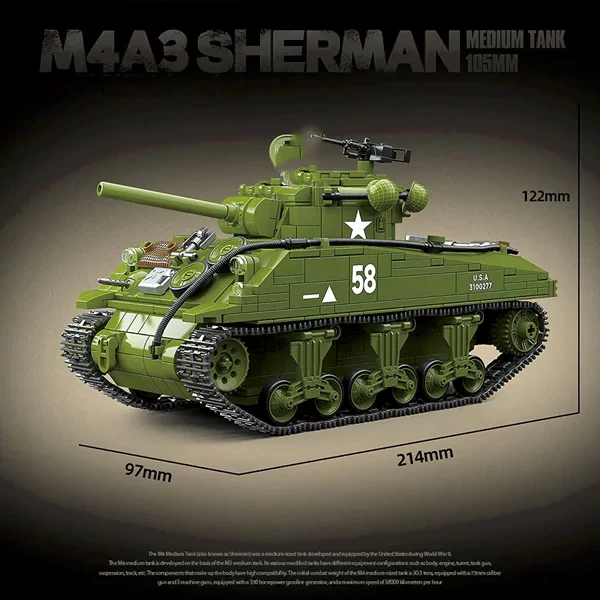 [Deal] QUANGUAN 100277 M4A3 Sherman Medium Tank 105MM Military