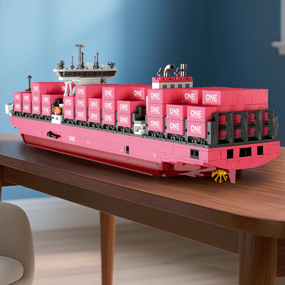 JIESTAR JJ9217 Pink Cargo Ship FREIGHTER CONTAINER SHIP Technic