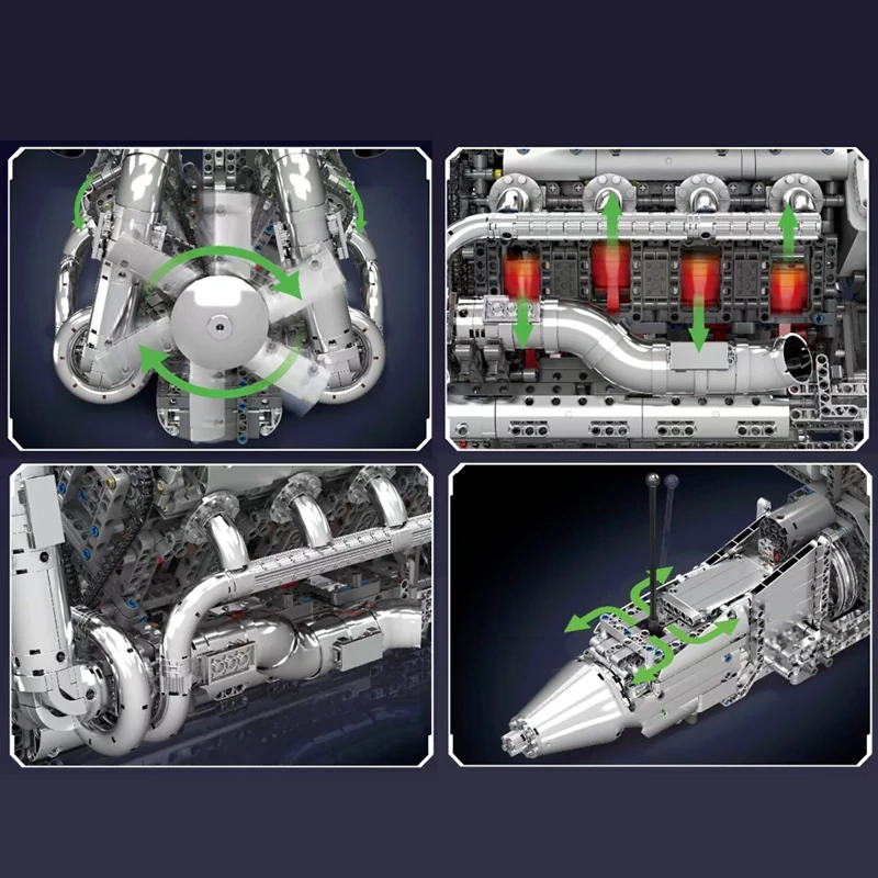 MouldKing 10168 V8 TMIN-TURBO ENGINE Technic
