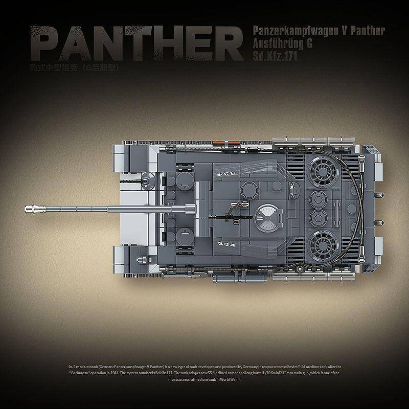 QUANGUAN 100246 Military Panther Ausfuhrung G Sd.Kfz.171 Tank Building Blocks 1180±pcs Bricks from China.