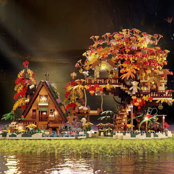 [Mini Micro Bricks] YKO Autumn Forest Tree House Combination Modular Buildings