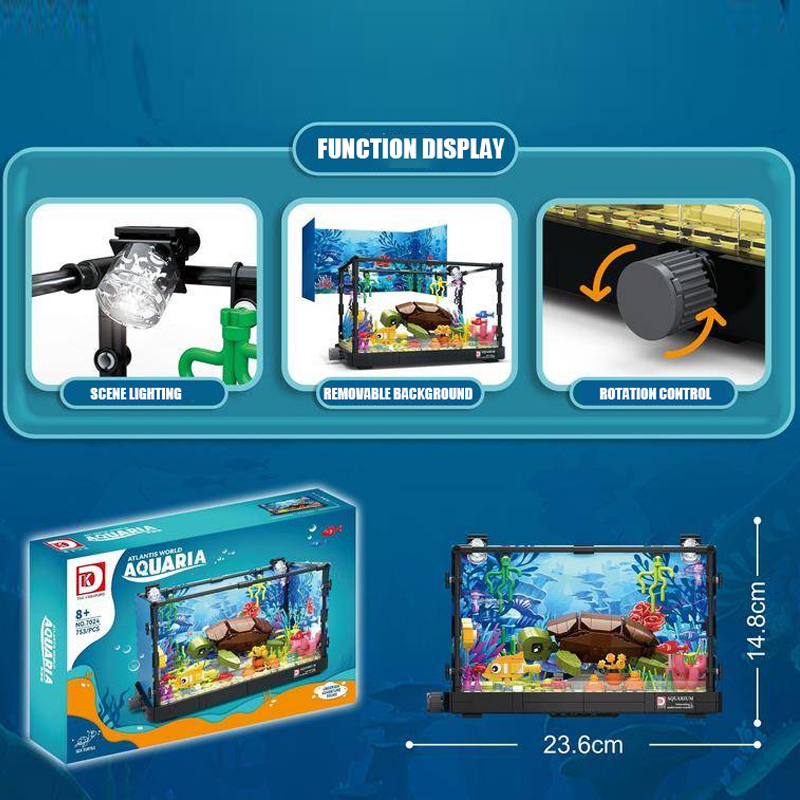 {With Light}DK7024 Creator Atlantis World Aquari Sea Turtle Building Blocks 753±pcs Bricks from China.