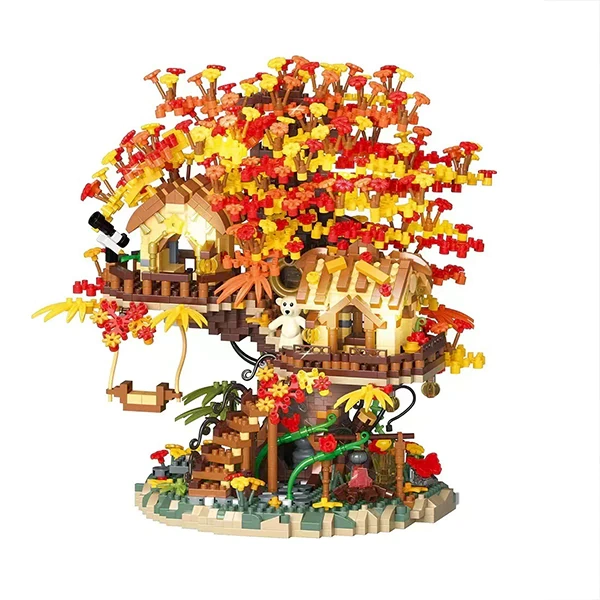 [Mini Micro Bricks] YKO Autumn Forest Tree House Combination Modular Buildings
