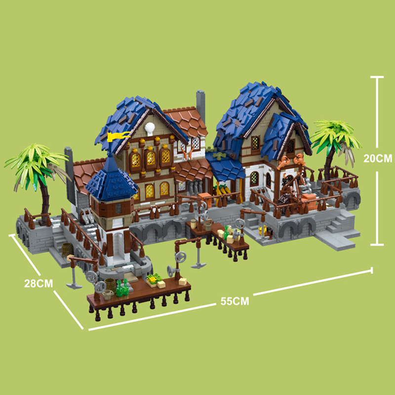 JIESTAR 89152 Historical Medieval Castle Medieval Harbor Buliding Blocks 2979pcs Bricks Toys Model Ship From China