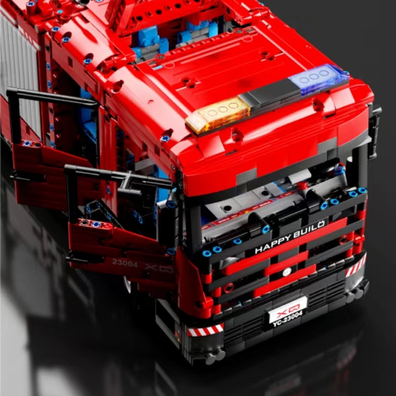 [With Motor] LEGO MOC HAPPY BUILD YC-23004 Fire ladder sprinkler truck ...