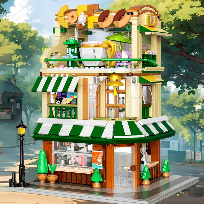 [Mini Micro Bricks] ZHEGAO 613034 Jime Cafe Modular Buildings