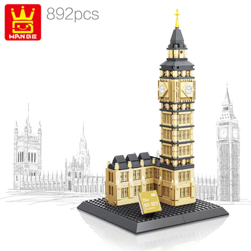 WANGE 4211 Creator Expert Elizabeth Tower-London England Building Blocks 892pcs Bricks Toys From China