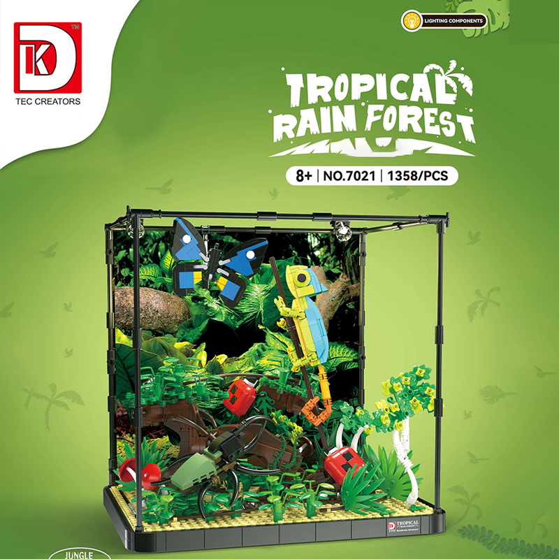 {With Light} DK7021 Creator Tropical rainforest pavilion Buidling Blocks 1358±pcs Bricks from China.
