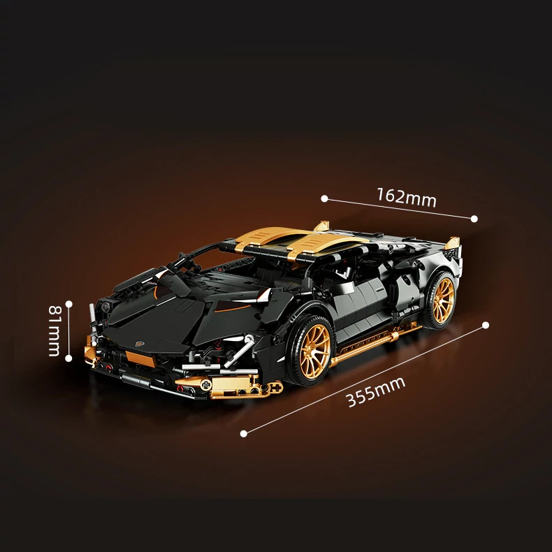 Custom 8618 Black Gold Sports Car Technic
