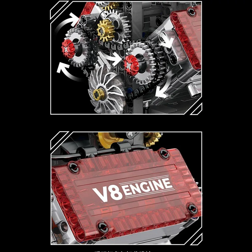 V8 ENGINE 組み立てモデル G8909 GISEGA G8909 Motorized V8 Engine