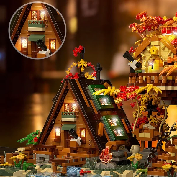 [Mini Micro Bricks] YKO Autumn Forest Tree House Combination Modular Buildings