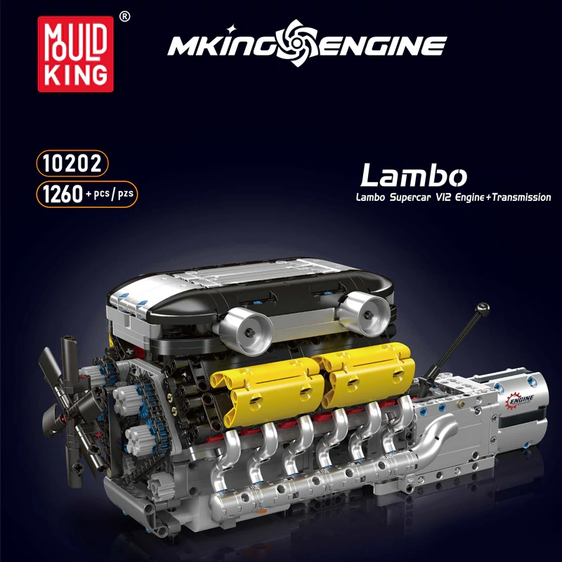 MouldKing 10202 Lambo Supercar V12 Engine+Transmission Technic