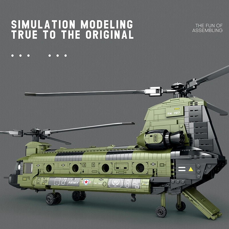 Reobrix 33031 CH-47 Heavy Multi Functional Transport Helicopter Military