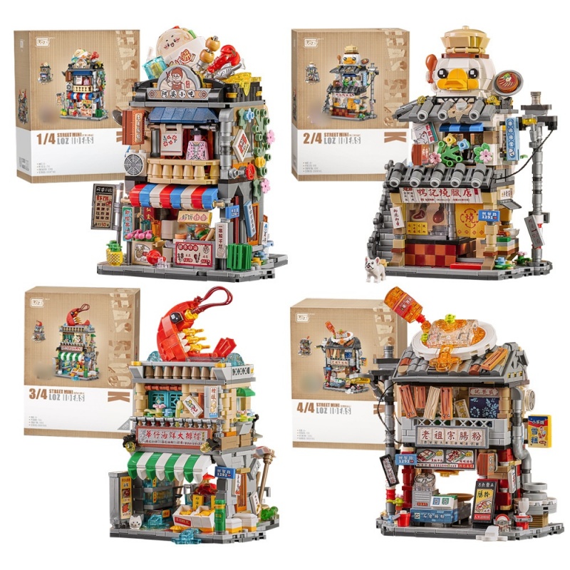 Mini Micro Bricks] LOZ 1290-1293 Snack Street Modular Buildings