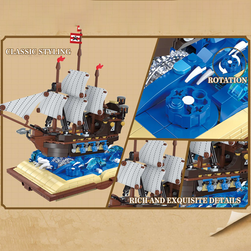 MJI 13042 Pirates BATTLE Ship Book Design Building Blocks 925±pcs Bricks from China.