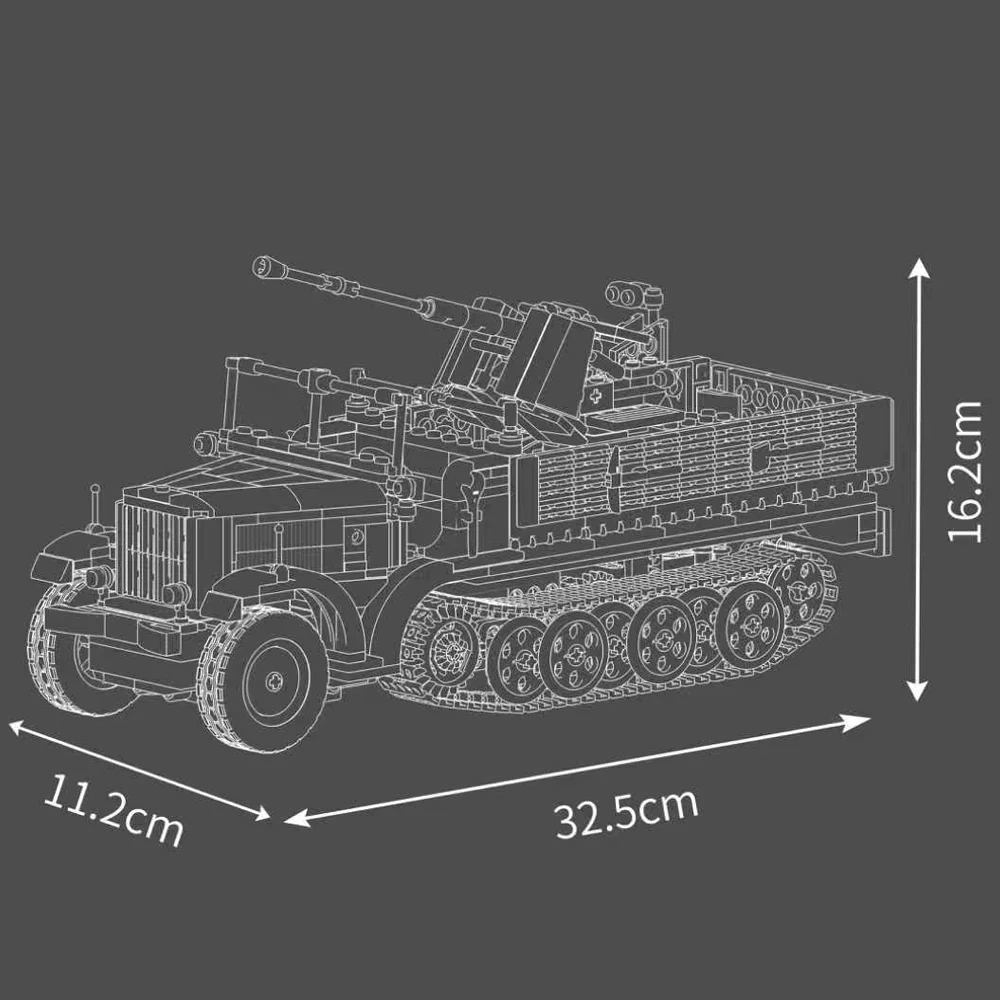 MouldKing 20048 German 3.7cm Flak Half-Track Vehicle Military