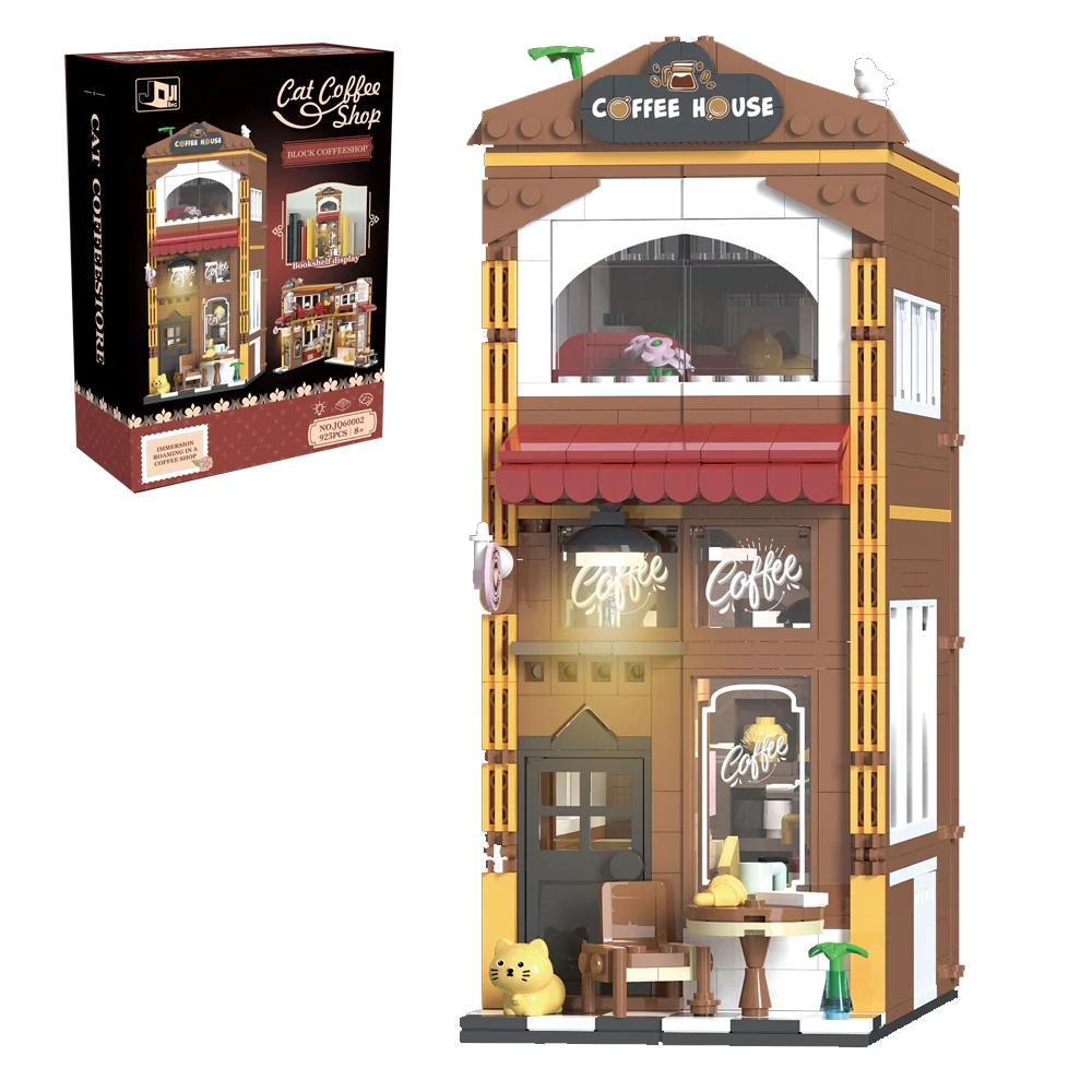 [Mini Micro Bricks] JiQing JQ60002 Cat Coffee Shop Modular Buildings