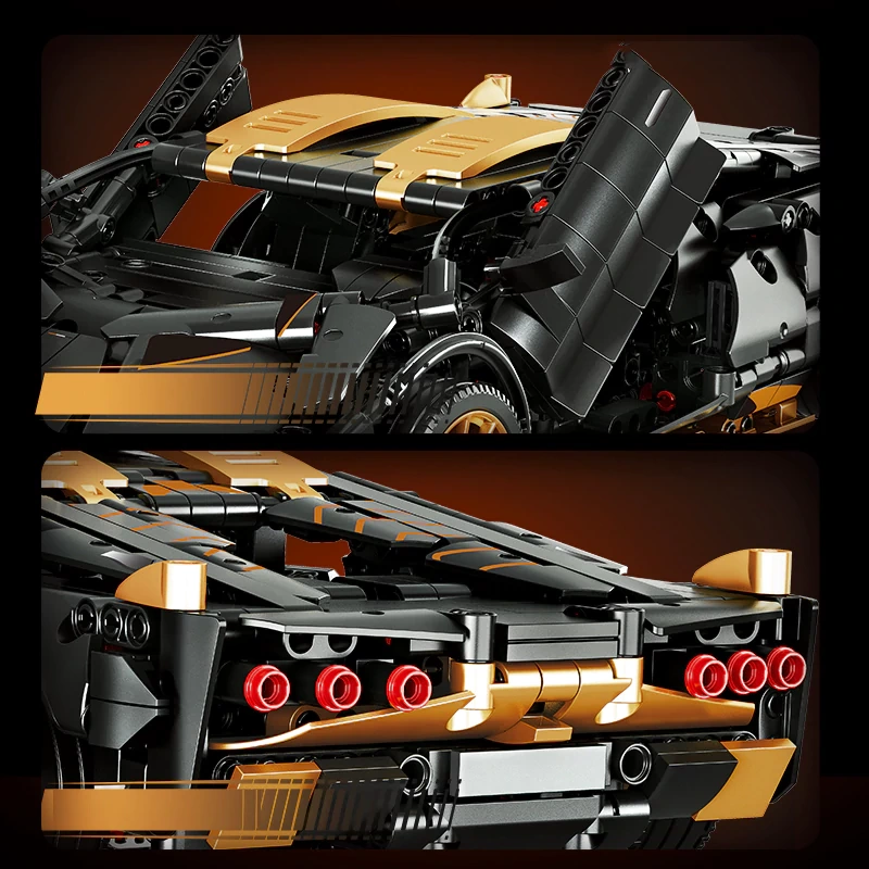 Custom 8618 Black Gold Sports Car Technic