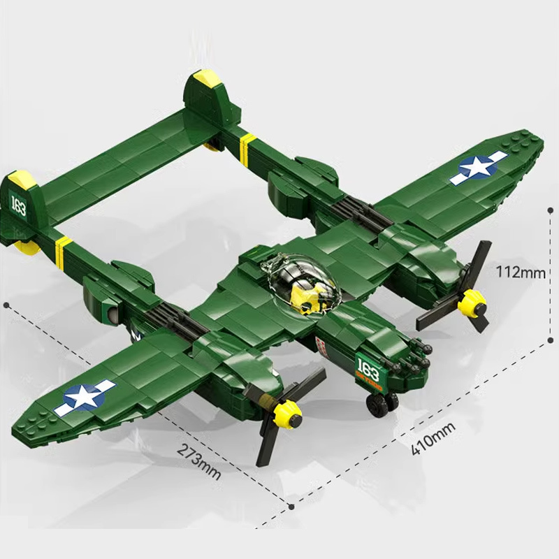 JAKI JK9160 Military Storm: P-38 Thunderbolt Fighter World War II Retro Fighter Aircraft