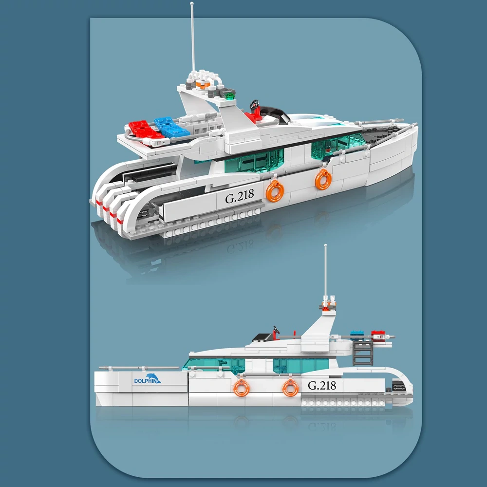 MouldKing 10218 White Dolphin Yacht Technic
