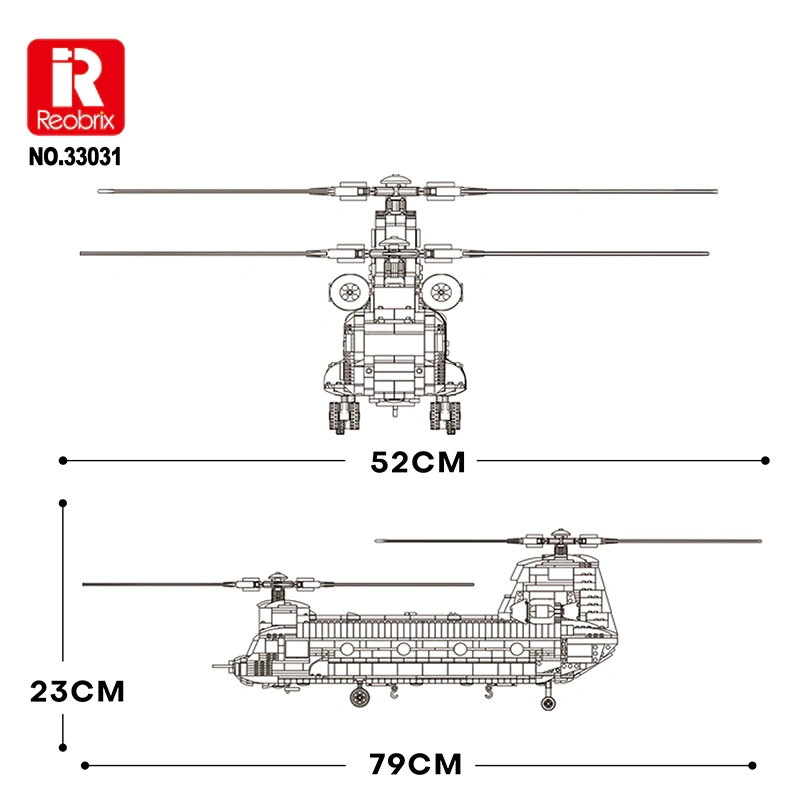 Reobrix 33031 CH-47 Heavy Multi Functional Transport Helicopter Military