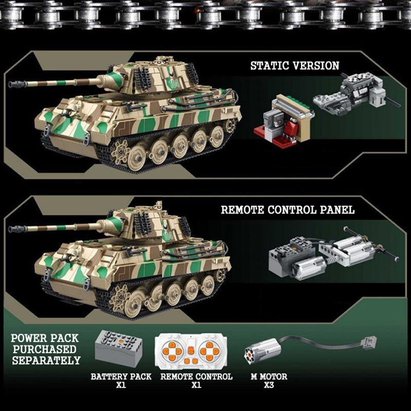 PANLOS 632016 Military King Tiger Heavy Tank Building Blocks 1974±pcs Bricks from China.