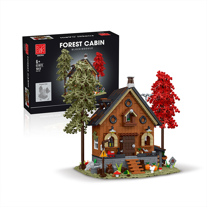 {With Light} Mork 031072 Creator Expert Forest Cabin Modular Buildings Blocks 1643±pcs Bricks from China.