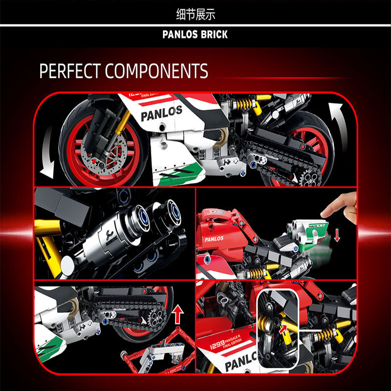 PANLOSBRICK 672001 672002 672003 'Ducati' Motorcycle building blocks 803-865pcs bricks Toys For Gift ship from China