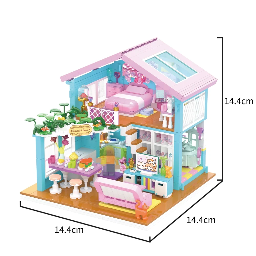 [Mini Micro Bricks] ZHEGAO 612053 Cat's New Home Modular Buildings