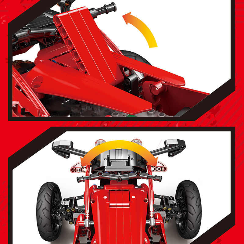 Mould King 23010 Moc Technic "Monster "Syder Motorcycle Model Building Blocks 853pcs APP Remote Control Ship From China.