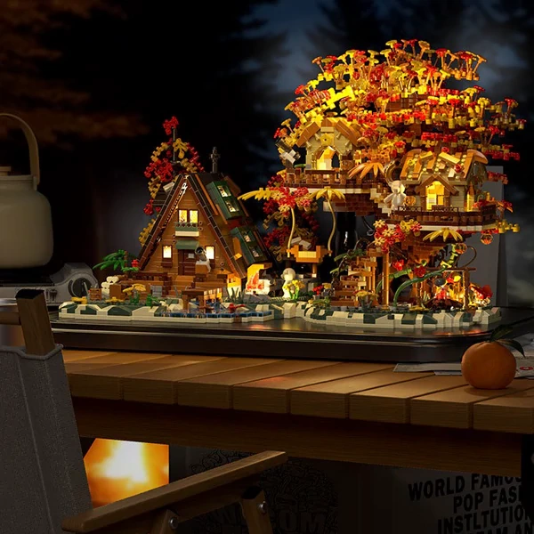 [Mini Micro Bricks] YKO Autumn Forest Tree House Combination Modular Buildings