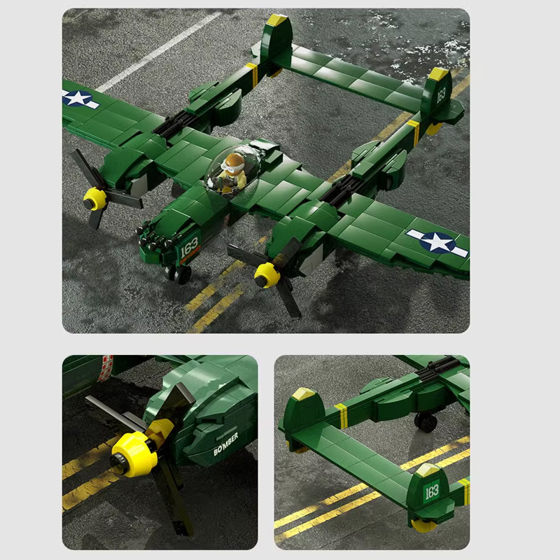 JAKI JK9160 Military Storm: P-38 Thunderbolt Fighter World War II Retro Fighter Aircraft