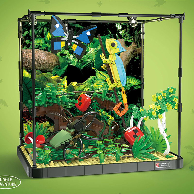 {With Light} DK7021 Creator Tropical rainforest pavilion Buidling Blocks 1358±pcs Bricks from China.