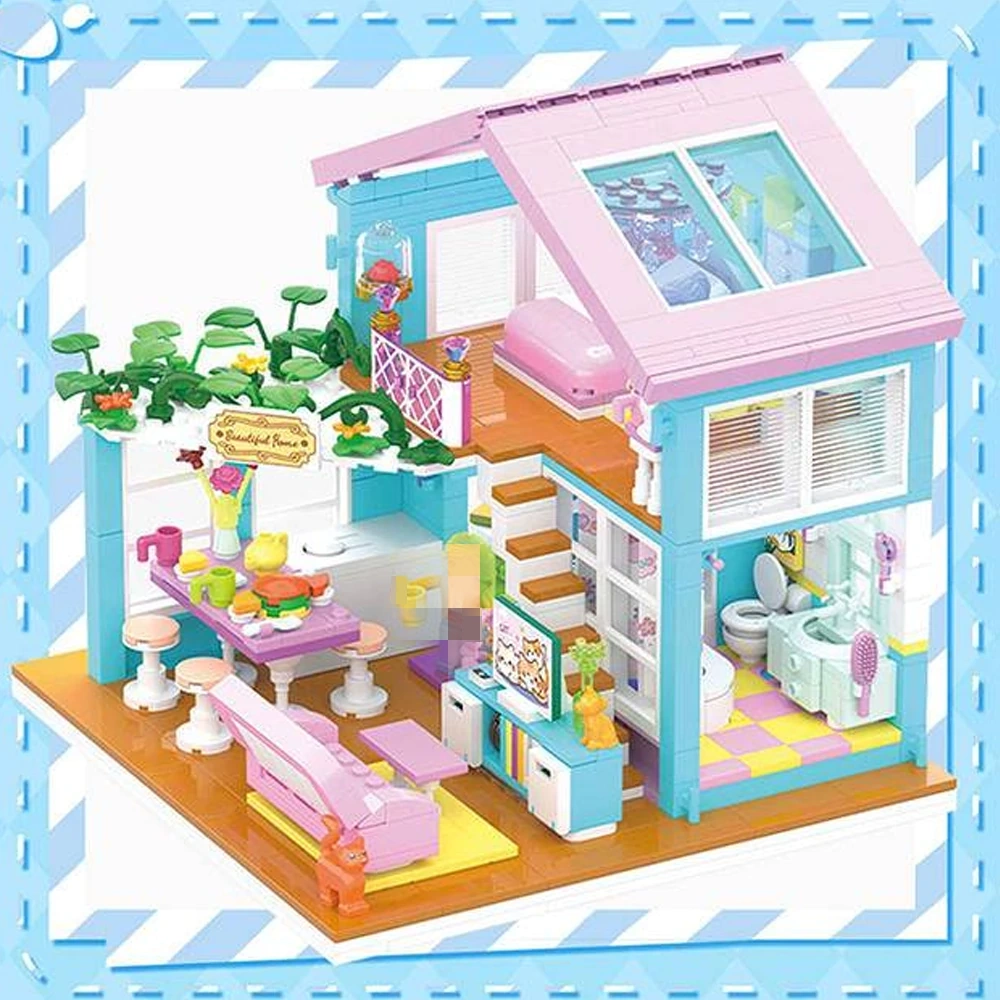 [Mini Micro Bricks] ZHEGAO 612053 Cat's New Home Modular Buildings