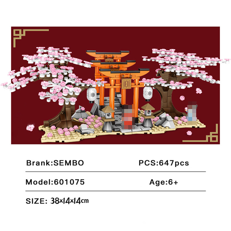 SEMBO 601075 Cherry Blossom Season Cherry Tree Building Blocks 647±pcs Bricks from China.