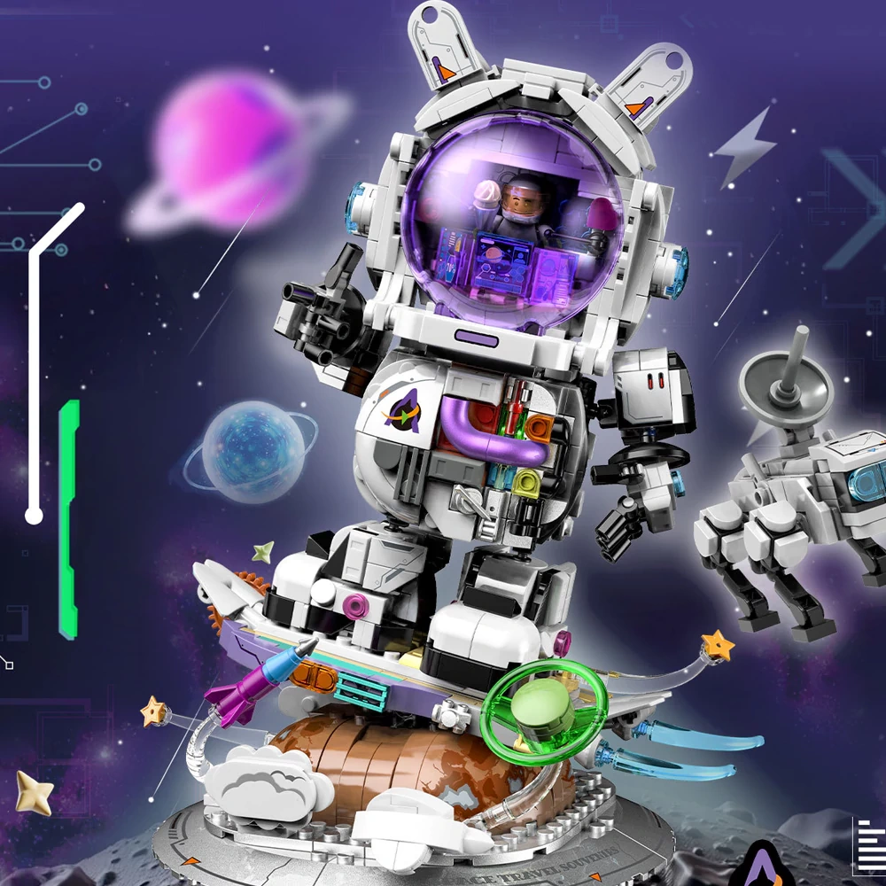 ZHEGAO 915014 Skateboard Astronaut Creator Expert