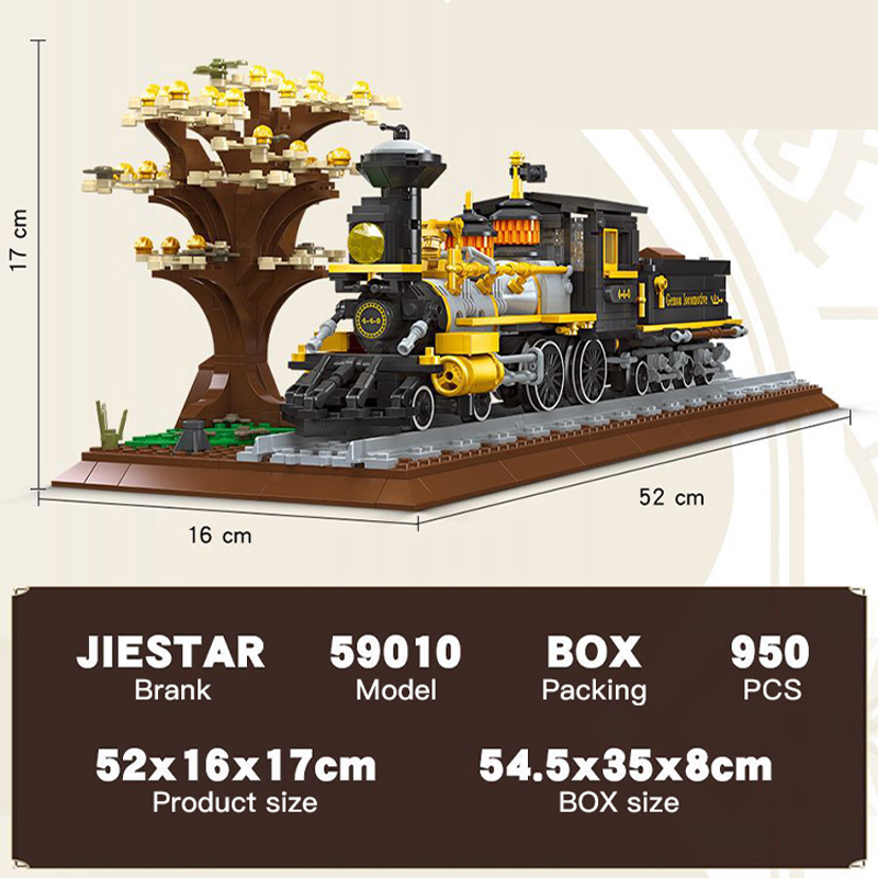 JieStar 59010 Static Version Genoa Locomotive 4-4-0 Train Building Blocks 950±pcs Bricks from China.