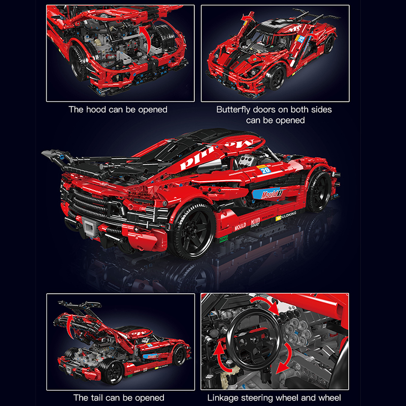 Mould King 13121 Technic Static Version Red Koenigsegg One 1 Sports Car Building Blocks 3063±pcs Bricks from China.