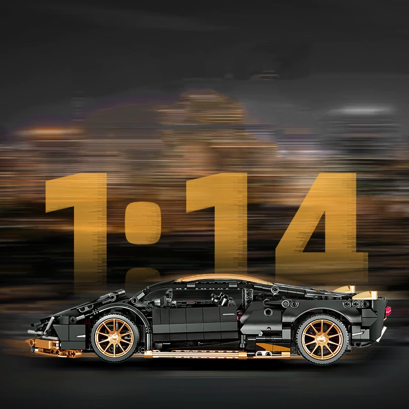 Custom 8618 Black Gold Sports Car Technic