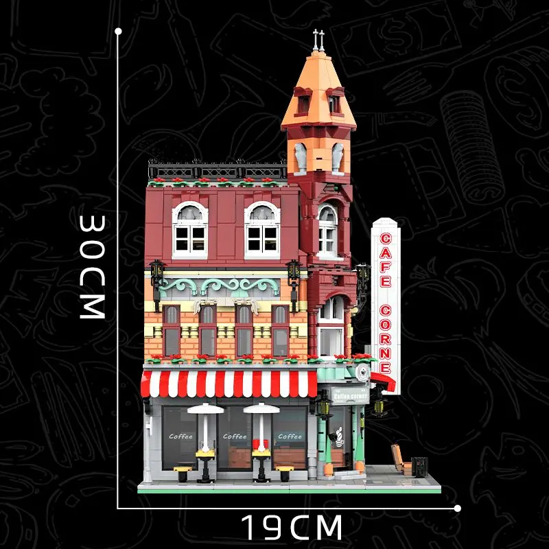 [Mini Micro Bricks] JiQing JQ10001 Corner Coffee Shop Modular Buildings