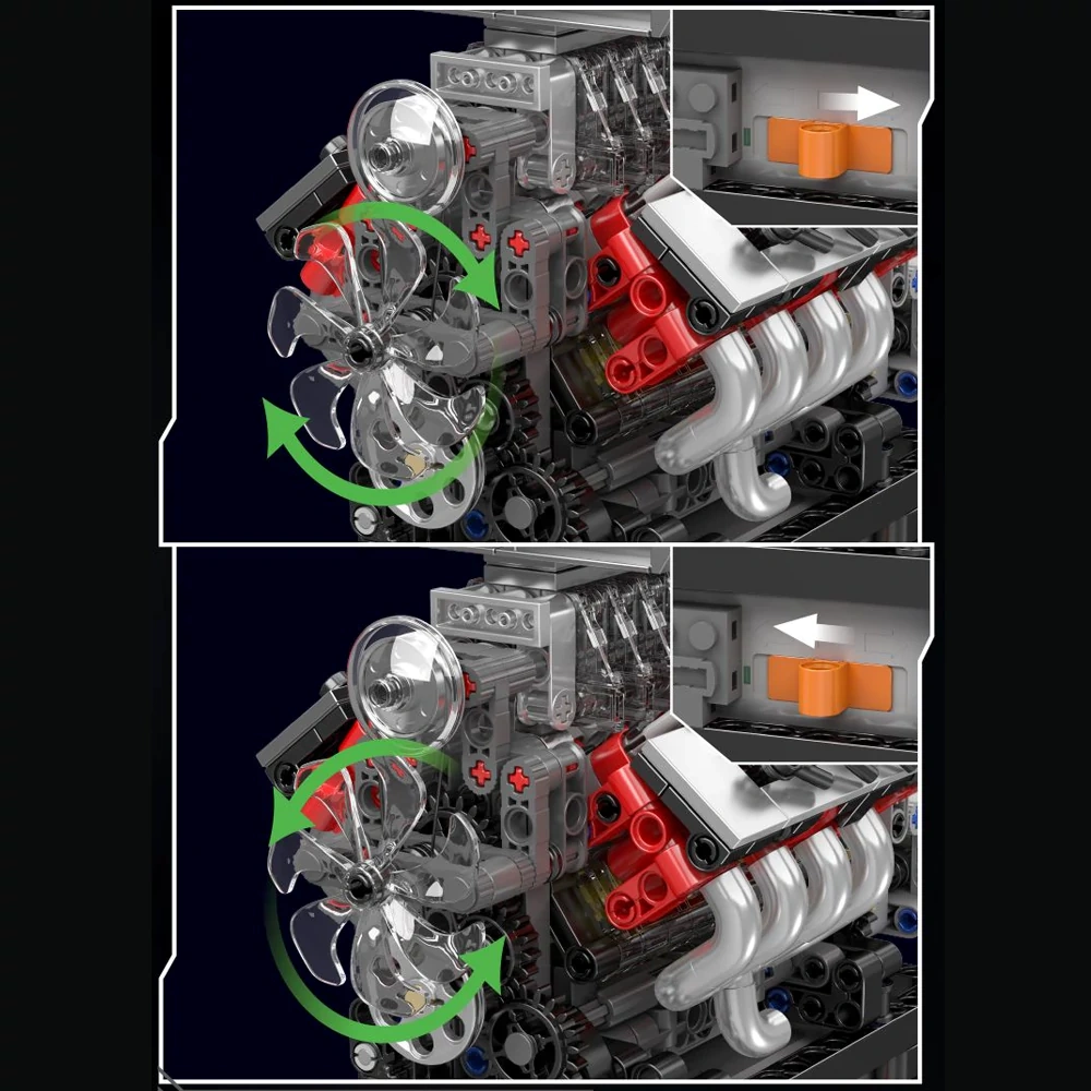 MouldKing 10225 Charger V8 Engine Transmission Technic