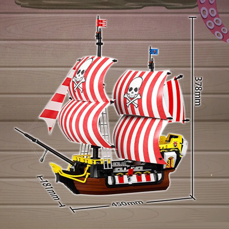 ZHEGAO 653007 Blackbeard Pirate Ship Pirates