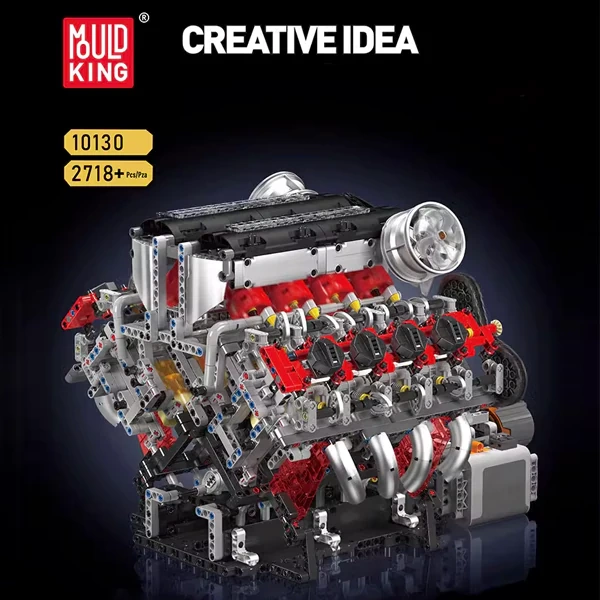 [With Motor]  MouldKing 10130 F488 Supercar V8 Engine Technic