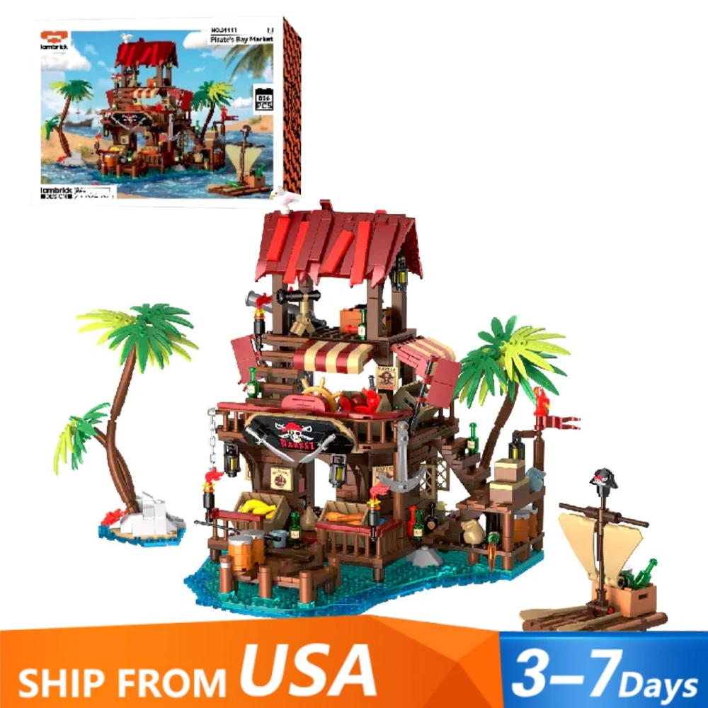 [Pre-sale] Iambrick 31111 Pirate's Bay Market Historical US Warehouse Express