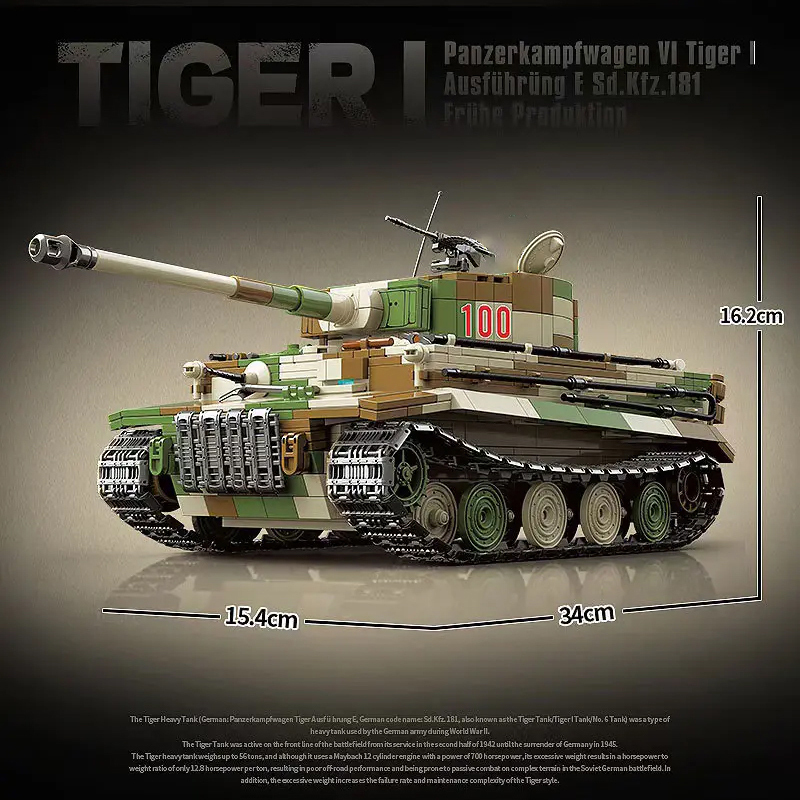 QUANGUAN 100244  Military Tiger I Tank Building Blocks 2276±pcs Bricks from China.