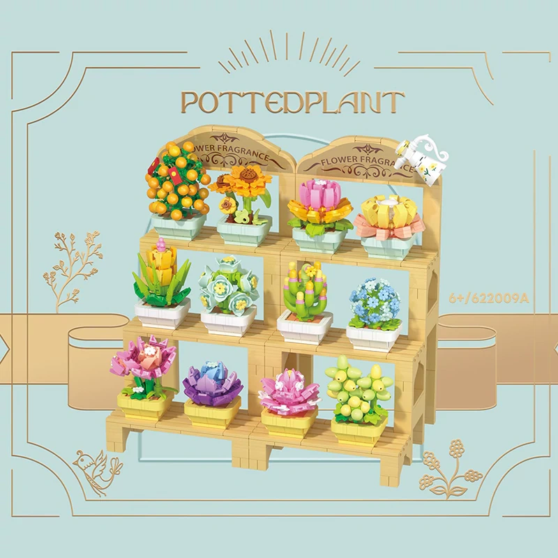 [Mini Micro Bricks] ZHEGAO 622009A Succulent Potted Plant Creator Expert
