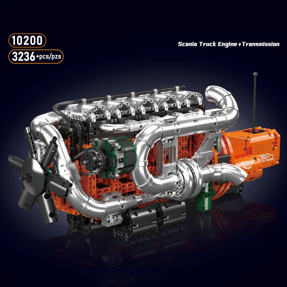 MouldKing 10200 Scania Truck engine Transmission Technic