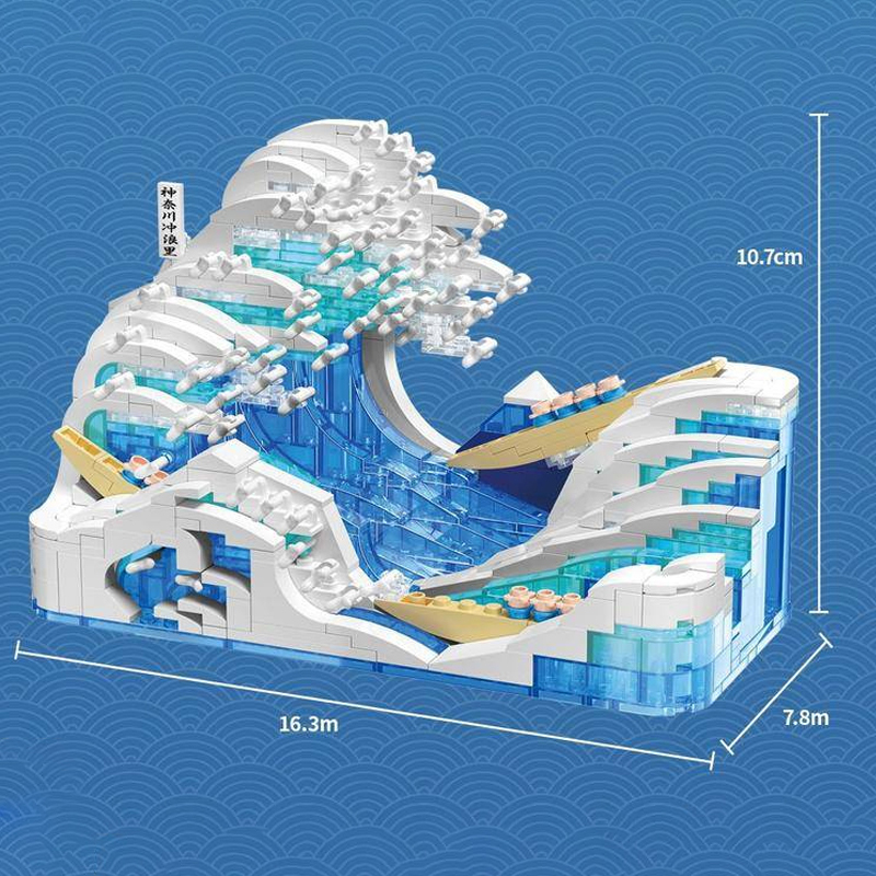{Mini Micro Bricks} {With Light} ZHEGAO 662004 Creator Expert The Great Wave Off Kanagawa Building Blocks 720±pcs Bricks from China.