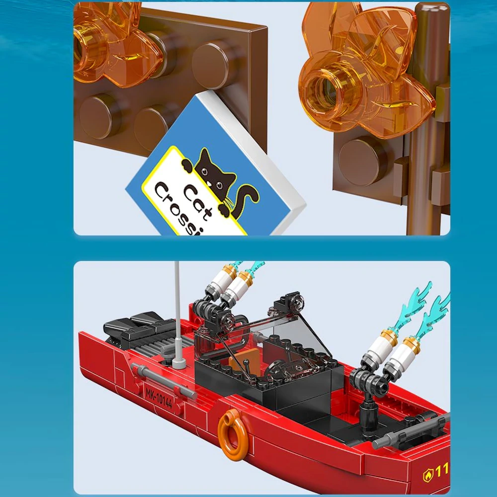 MouldKing 10144 FIRE AT THE DOCK & TRAPPED KITTEN RESCUE Creator Expert